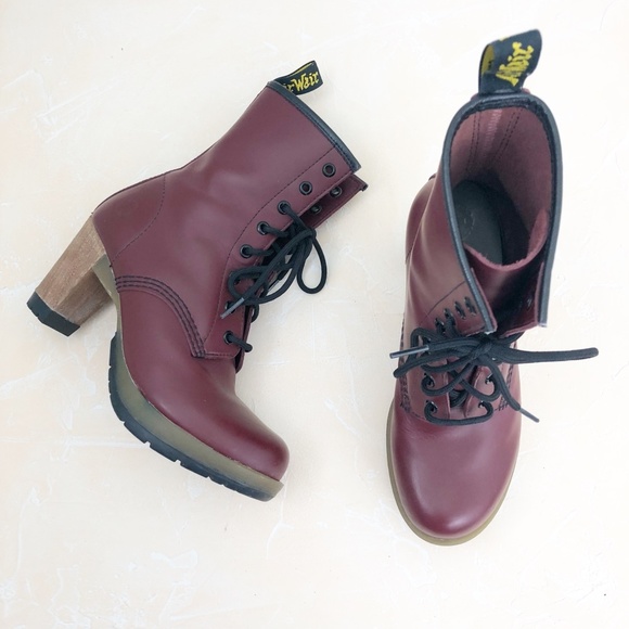 Dr. Martens Shoes - Dr. Martens Darcie Block Heel Cherry Leather, 7